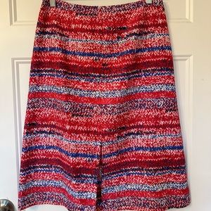 TORY BURCH $395 Crochet Knit Print 100% Silk Skirt Brilliant Mouline Size 4